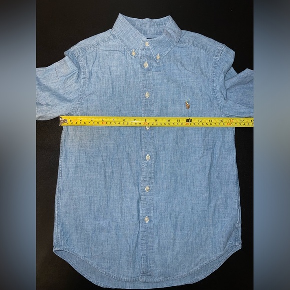 Ralph Lauren Boys Denim Blue Long Sleeve Collared Button Down Shirt 10 12 LN - Picture 4 of 7